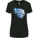 Curled Greece Flag Greek Day Football Womens Wider Cut T-Shirt Black