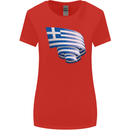 Curled Greece Flag Greek Day Football Womens Wider Cut T-Shirt Red