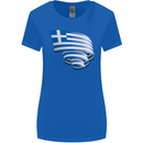 Curled Greece Flag Greek Day Football Womens Wider Cut T-Shirt Royal Blue