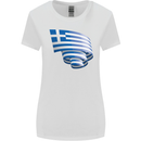 Curled Greece Flag Greek Day Football Womens Wider Cut T-Shirt White