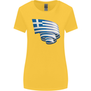 Curled Greece Flag Greek Day Football Womens Wider Cut T-Shirt Yellow