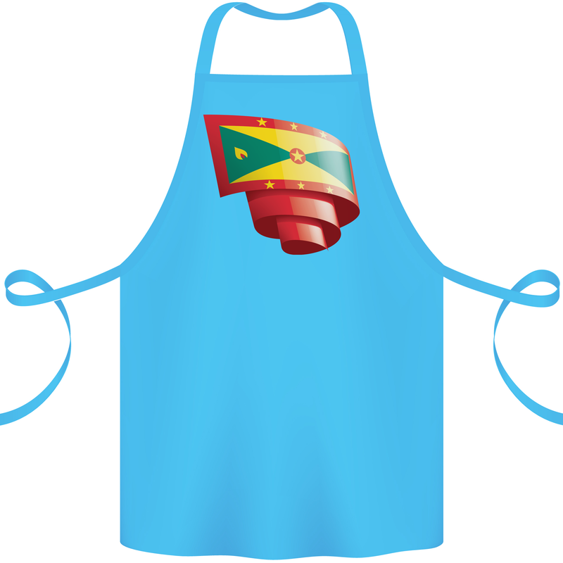 Curled Grenada Flag Grenadians Day Football Cotton Apron 100% Organic Turquoise