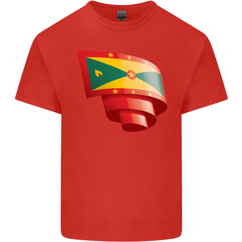 Curled Grenada Flag Grenadians Day Football Kids T-Shirt Childrens Red