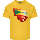Curled Grenada Flag Grenadians Day Football Kids T-Shirt Childrens Yellow