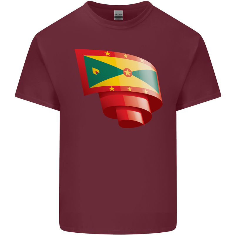 Curled Grenada Flag Grenadians Day Football Mens Cotton T-Shirt Tee Top Maroon