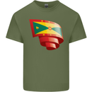 Curled Grenada Flag Grenadians Day Football Mens Cotton T-Shirt Tee Top Military Green