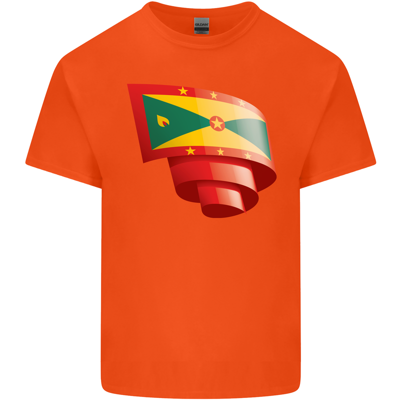 Curled Grenada Flag Grenadians Day Football Mens Cotton T-Shirt Tee Top Orange