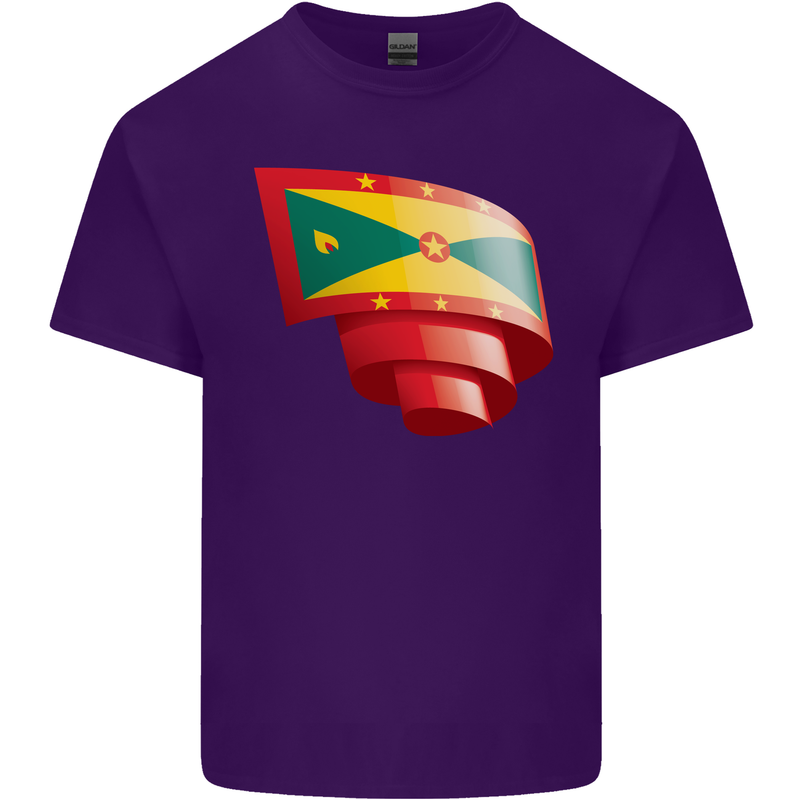 Curled Grenada Flag Grenadians Day Football Mens Cotton T-Shirt Tee Top Purple