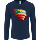 Curled Grenada Flag Grenadians Day Football Mens Long Sleeve T-Shirt Navy Blue