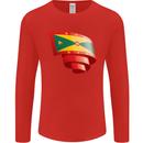Curled Grenada Flag Grenadians Day Football Mens Long Sleeve T-Shirt Red