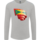 Curled Grenada Flag Grenadians Day Football Mens Long Sleeve T-Shirt Sports Grey