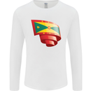 Curled Grenada Flag Grenadians Day Football Mens Long Sleeve T-Shirt White
