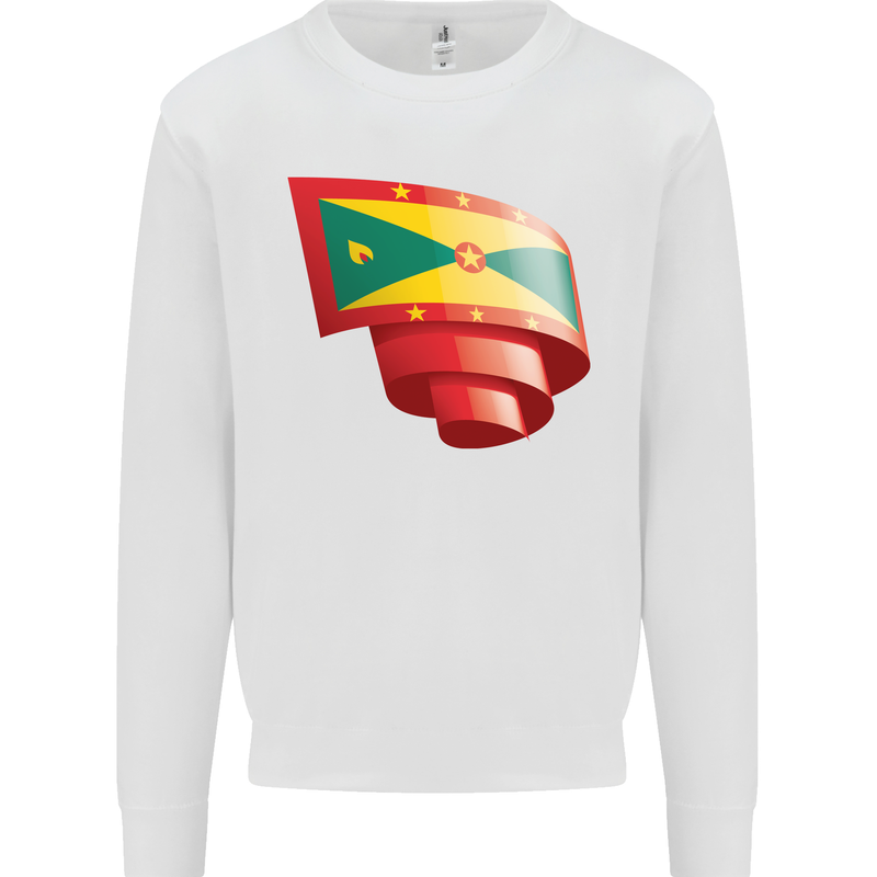 Curled Grenada Flag Grenadians Day Football Mens Sweatshirt Jumper White