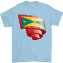 Curled Grenada Flag Grenadians Day Football Mens T-Shirt 100% Cotton Light Blue