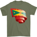 Curled Grenada Flag Grenadians Day Football Mens T-Shirt 100% Cotton Military Green