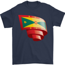Curled Grenada Flag Grenadians Day Football Mens T-Shirt 100% Cotton Navy Blue