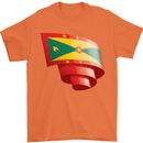 Curled Grenada Flag Grenadians Day Football Mens T-Shirt 100% Cotton Orange