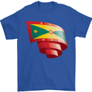 Curled Grenada Flag Grenadians Day Football Mens T-Shirt 100% Cotton Royal Blue