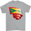 Curled Grenada Flag Grenadians Day Football Mens T-Shirt 100% Cotton Sports Grey