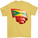 Curled Grenada Flag Grenadians Day Football Mens T-Shirt 100% Cotton Yellow