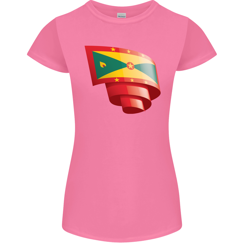 Curled Grenada Flag Grenadians Day Football Womens Petite Cut T-Shirt Azalea