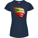 Curled Grenada Flag Grenadians Day Football Womens Petite Cut T-Shirt Navy Blue
