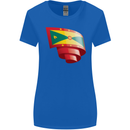 Curled Grenada Flag Grenadians Day Football Womens Wider Cut T-Shirt Royal Blue