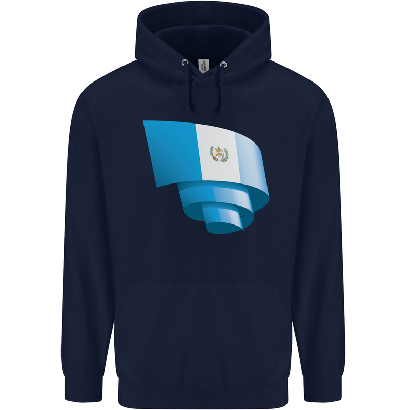 Curled Guatemala Flag Guatemalan Day Football Childrens Kids Hoodie Navy Blue