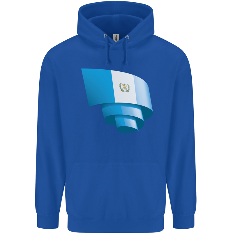 Curled Guatemala Flag Guatemalan Day Football Childrens Kids Hoodie Royal Blue