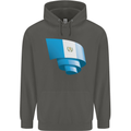 Curled Guatemala Flag Guatemalan Day Football Childrens Kids Hoodie Storm Grey
