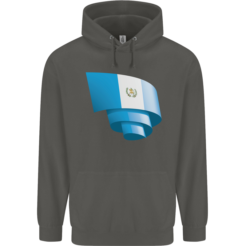 Curled Guatemala Flag Guatemalan Day Football Childrens Kids Hoodie Storm Grey