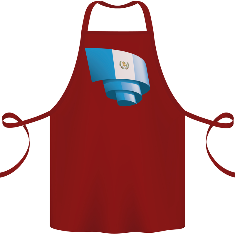 Curled Guatemala Flag Guatemalan Day Football Cotton Apron 100% Organic Maroon