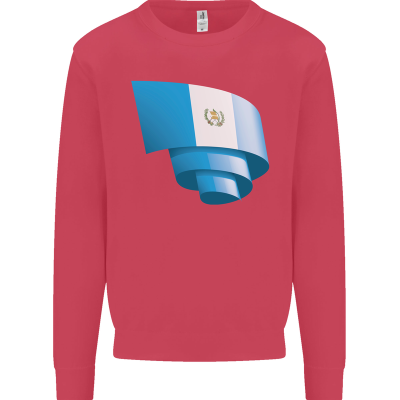 Curled Guatemala Flag Guatemalan Day Football Kids Sweatshirt Jumper Heliconia