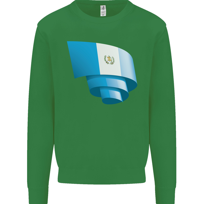 Curled Guatemala Flag Guatemalan Day Football Kids Sweatshirt Jumper Irish Green