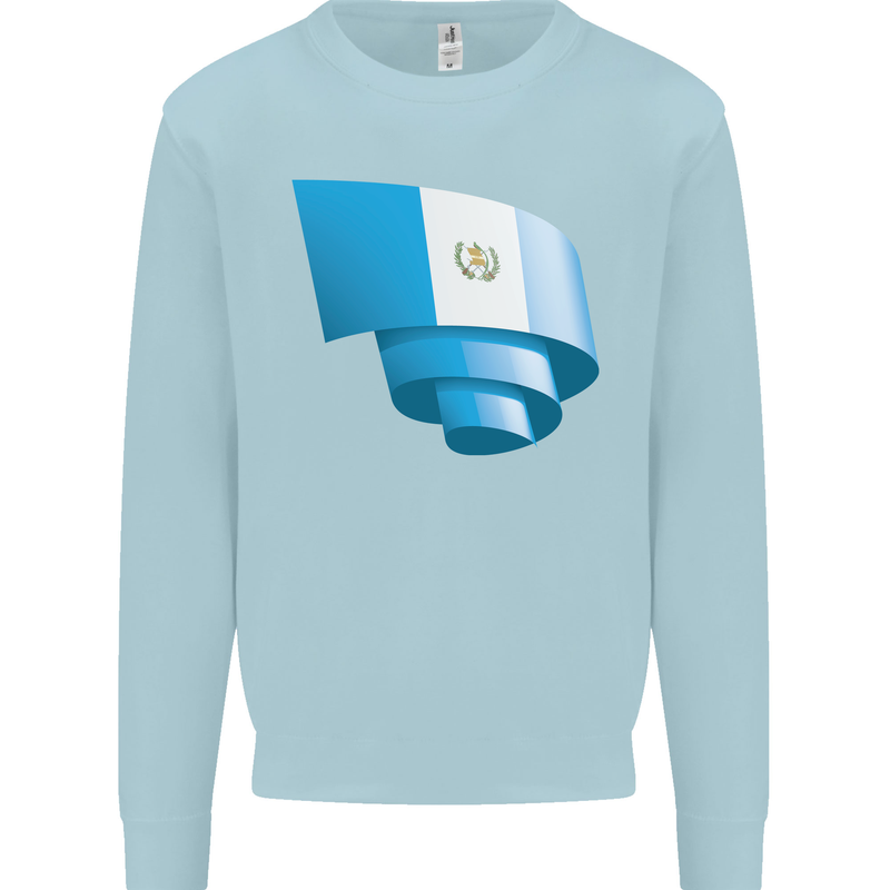Curled Guatemala Flag Guatemalan Day Football Kids Sweatshirt Jumper Light Blue