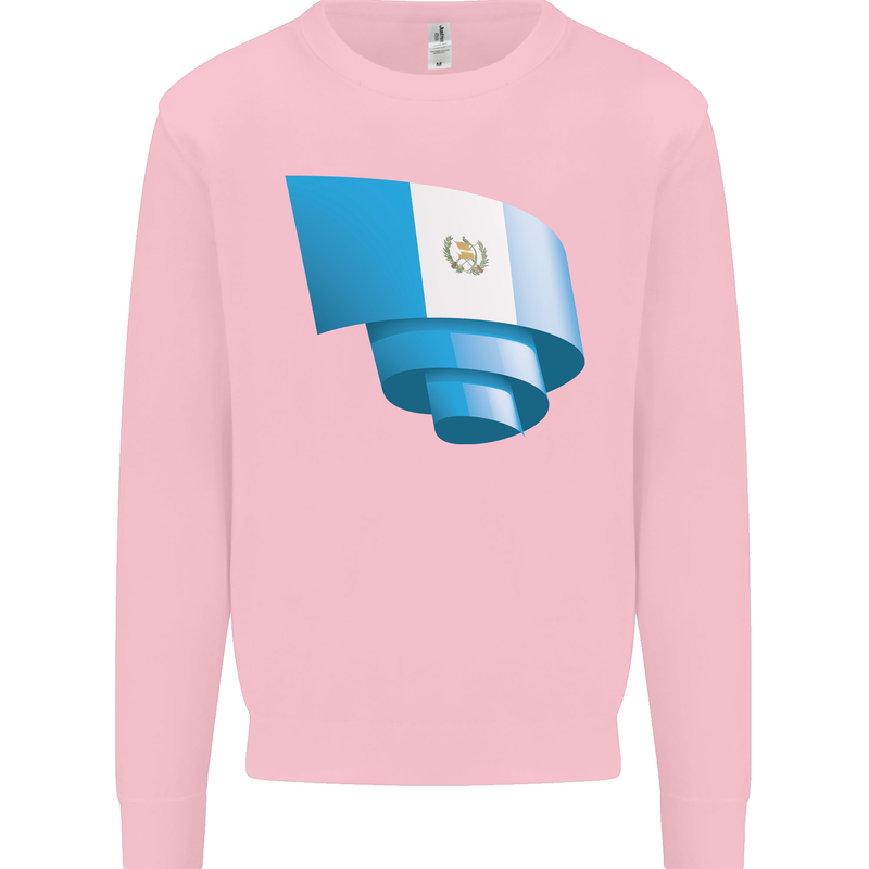 Curled Guatemala Flag Guatemalan Day Football Kids Sweatshirt Jumper Light Pink