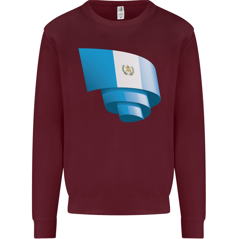 Curled Guatemala Flag Guatemalan Day Football Kids Sweatshirt Jumper Maroon
