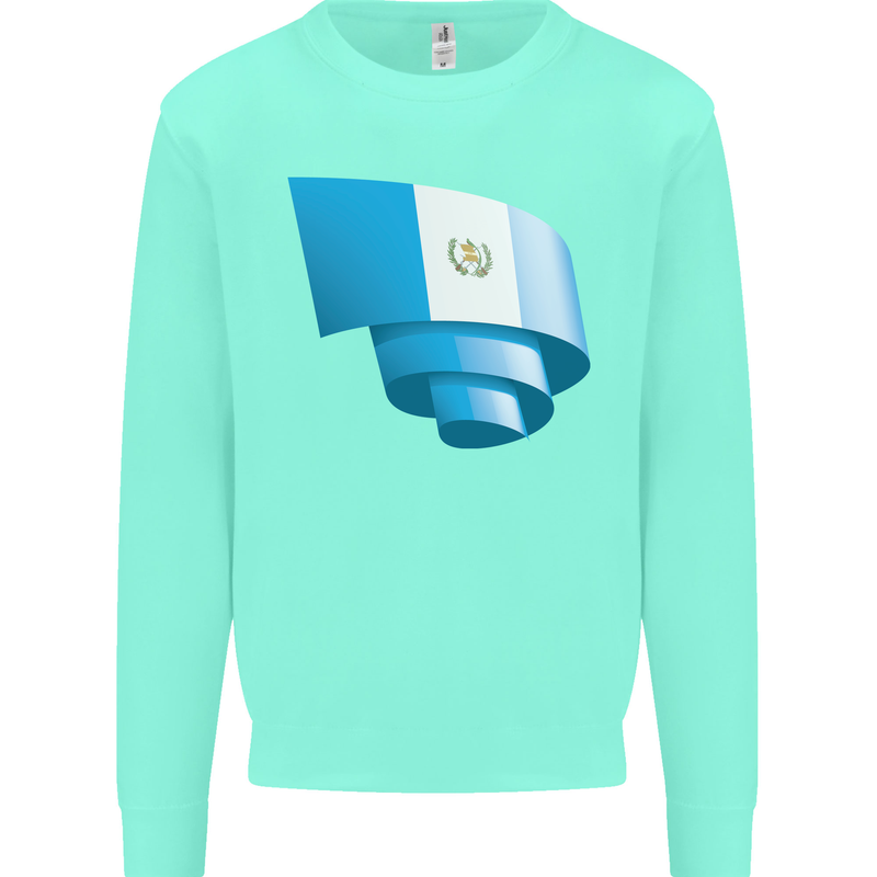 Curled Guatemala Flag Guatemalan Day Football Kids Sweatshirt Jumper Peppermint