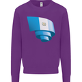 Curled Guatemala Flag Guatemalan Day Football Kids Sweatshirt Jumper Purple