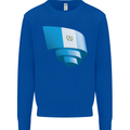 Curled Guatemala Flag Guatemalan Day Football Kids Sweatshirt Jumper Royal Blue
