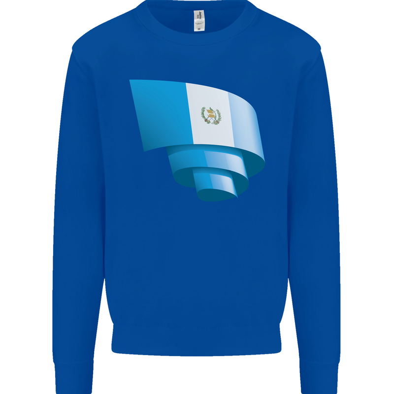 Curled Guatemala Flag Guatemalan Day Football Kids Sweatshirt Jumper Royal Blue