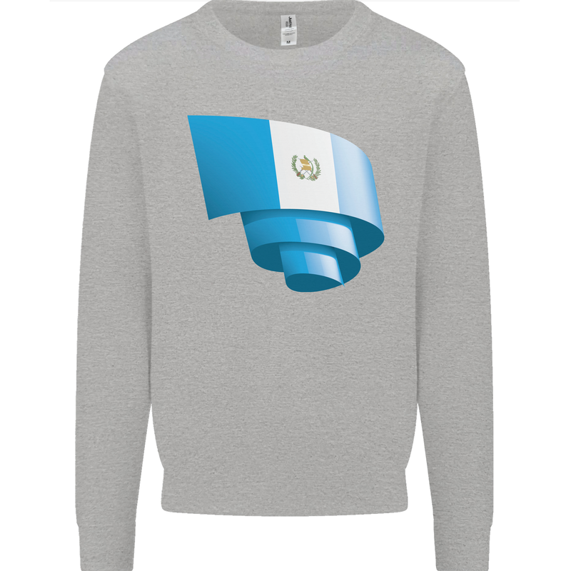 Curled Guatemala Flag Guatemalan Day Football Kids Sweatshirt Jumper Sports Grey