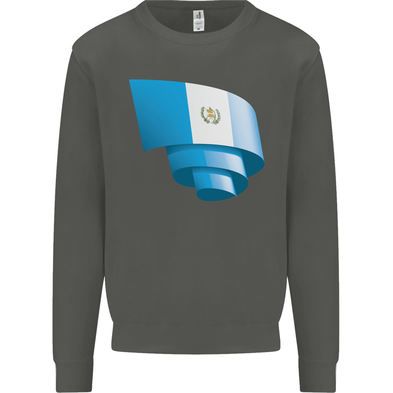 Curled Guatemala Flag Guatemalan Day Football Kids Sweatshirt Jumper Storm Grey