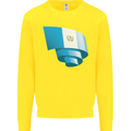 Curled Guatemala Flag Guatemalan Day Football Kids Sweatshirt Jumper Yellow