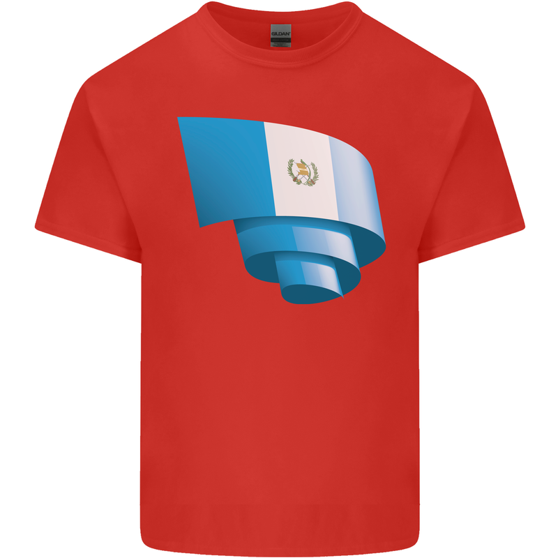 Curled Guatemala Flag Guatemalan Day Football Kids T-Shirt Childrens Red