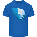 Curled Guatemala Flag Guatemalan Day Football Kids T-Shirt Childrens Royal Blue