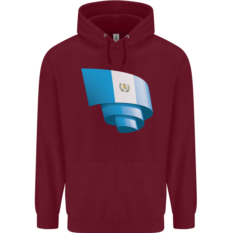 Curled Guatemala Flag Guatemalan Day Football Mens 80% Cotton Hoodie Maroon