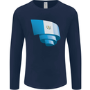 Curled Guatemala Flag Guatemalan Day Football Mens Long Sleeve T-Shirt Navy Blue