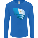 Curled Guatemala Flag Guatemalan Day Football Mens Long Sleeve T-Shirt Royal Blue