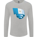 Curled Guatemala Flag Guatemalan Day Football Mens Long Sleeve T-Shirt Sports Grey